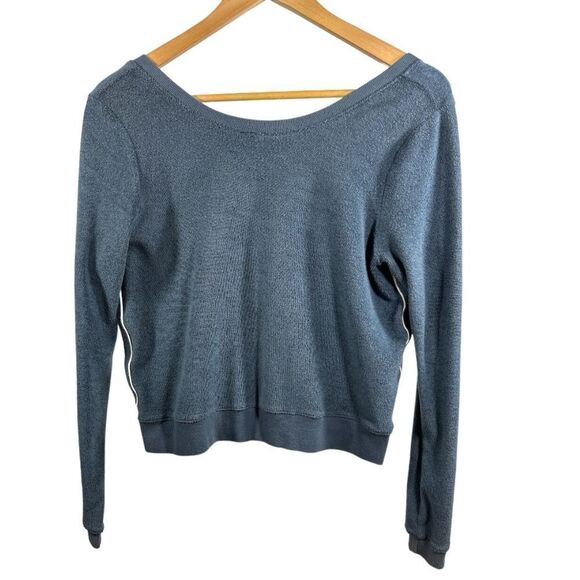 SPLITS59 Women's Fleece V-Back Cropped Sweatshirt Gray Size Extra Small - Picture 1 of 8